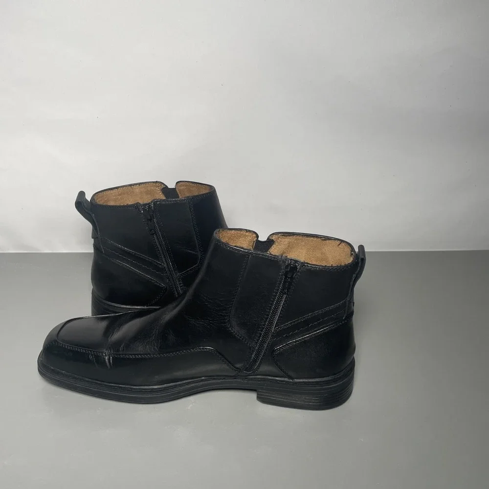 Florsheim Black Leather Side Zip Ankle Boots Mens Size 10.5